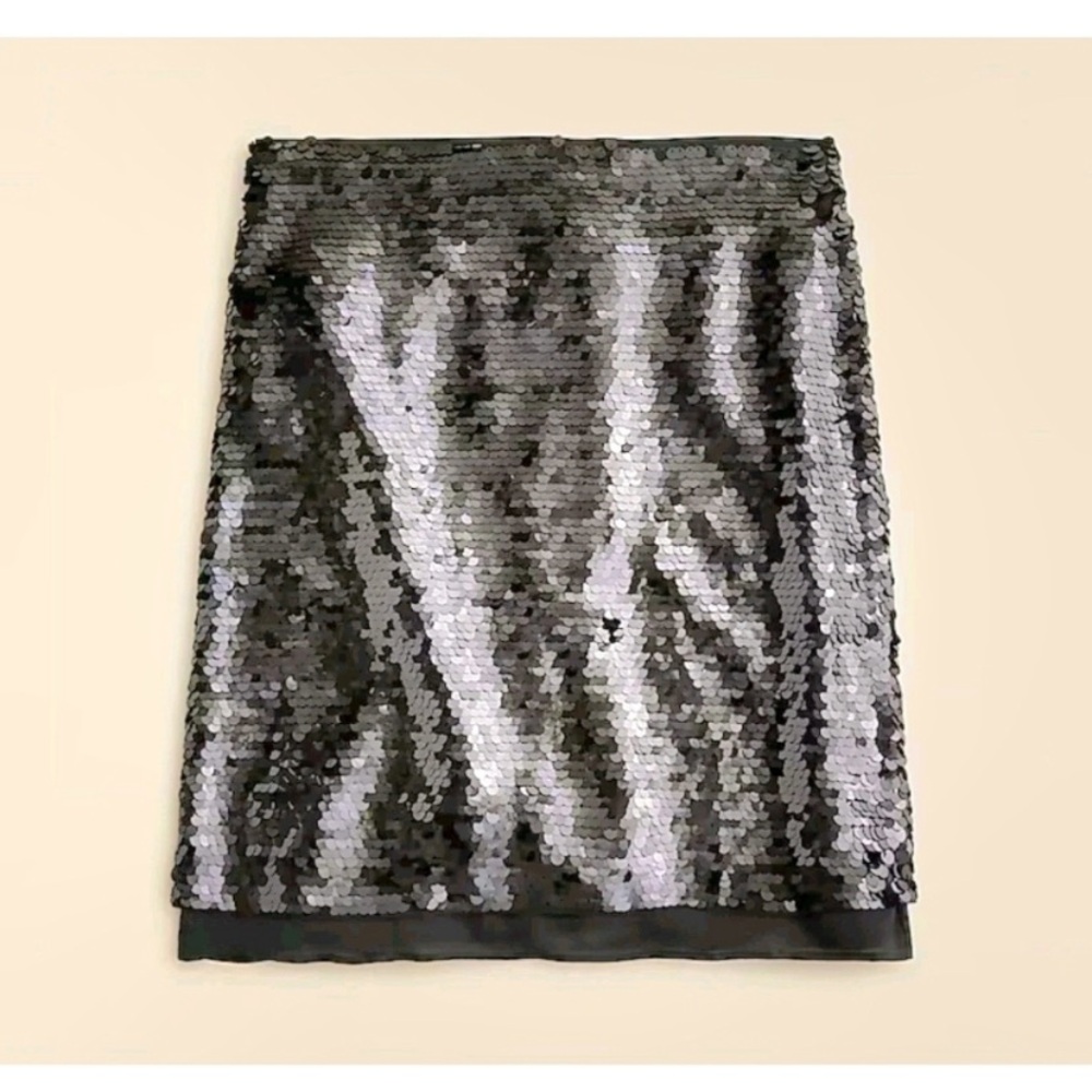 J. Crew Sequin Grey Skirt with Chiffon Lining